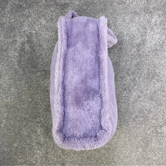 PURPLE FAUX FUR HANDBAG LILAC TOTE SHOULDER BAG BOXY BAG Y2K CARRY - Picture 3 of 7